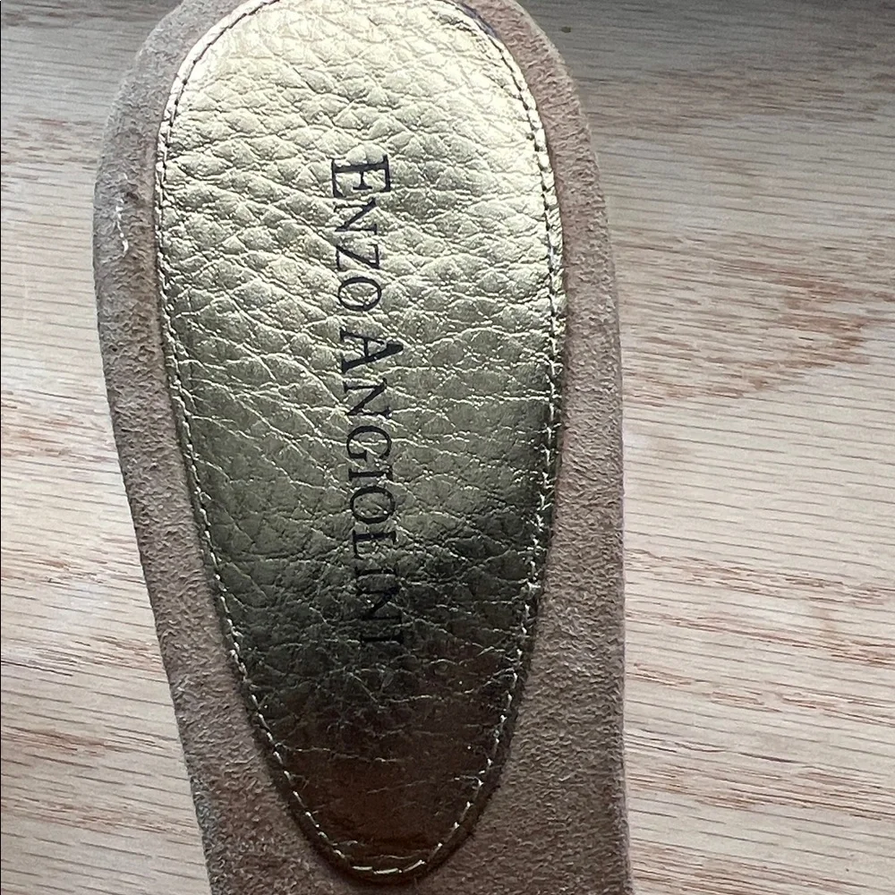 Enzo Angiolini Gold and Tan Embellished Sandals